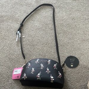 Kate spade Disney Black  double zip Dome Crossbody Bag with Minnie Mouse
